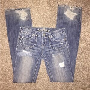 Almost Famous distressed bling jeans